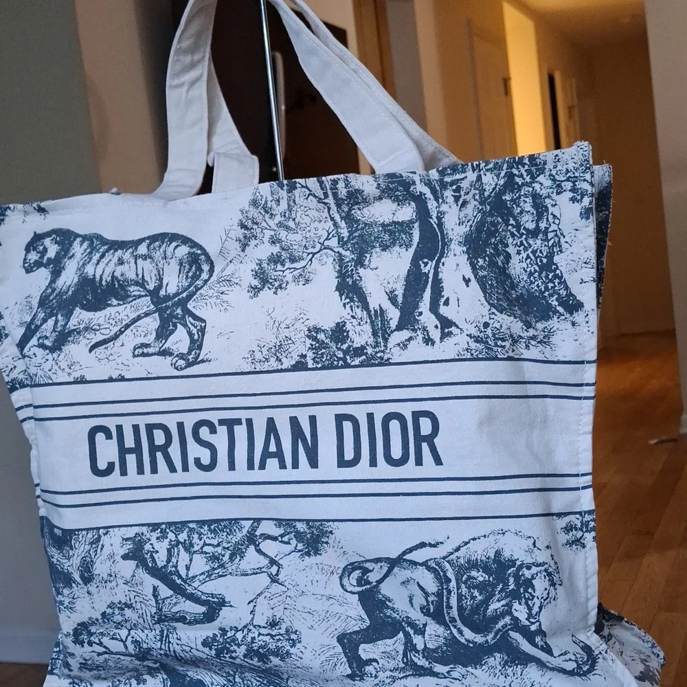 NEW Dior Blue and White Toile Christian Dior Tote Bag